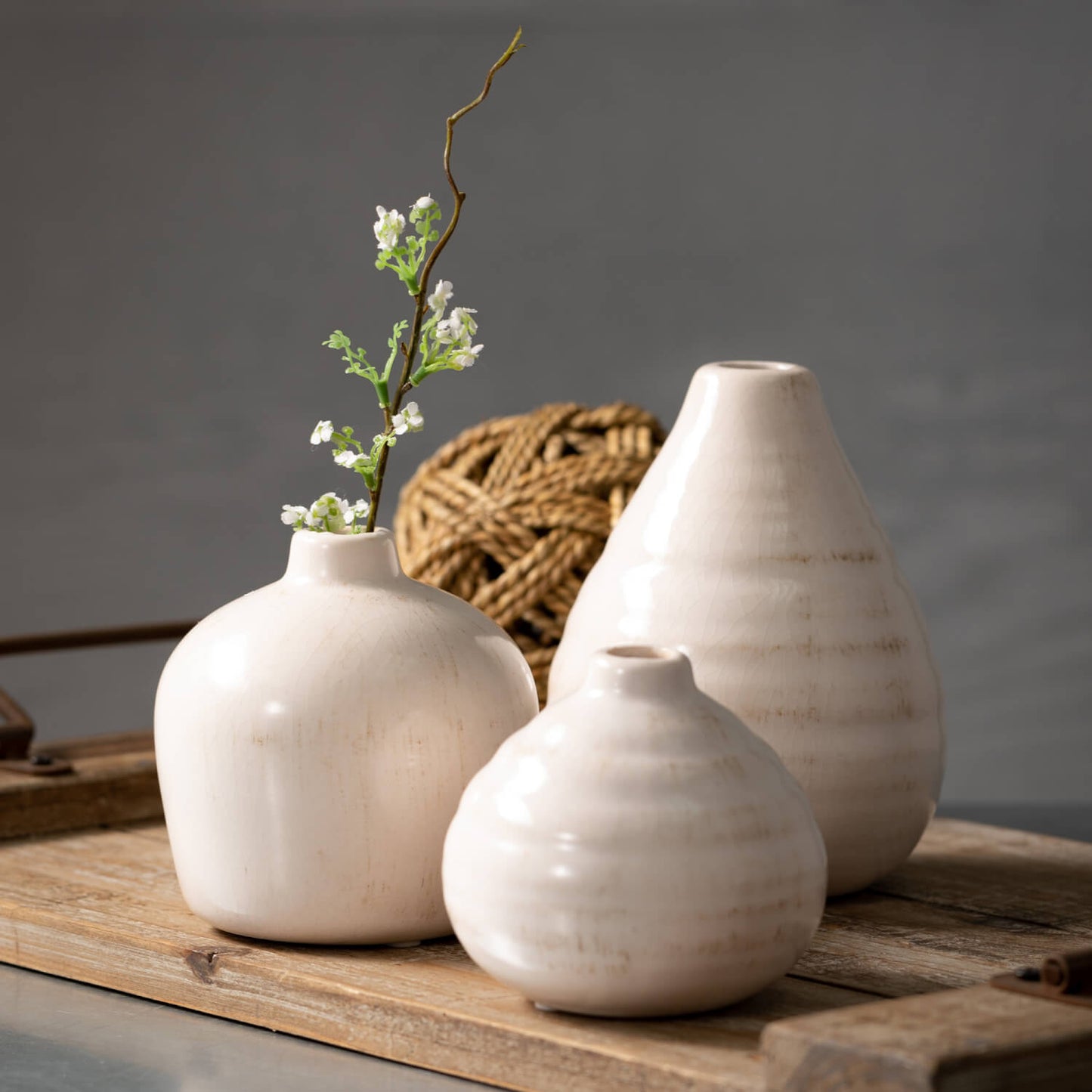 Pure Ivory Vase Set